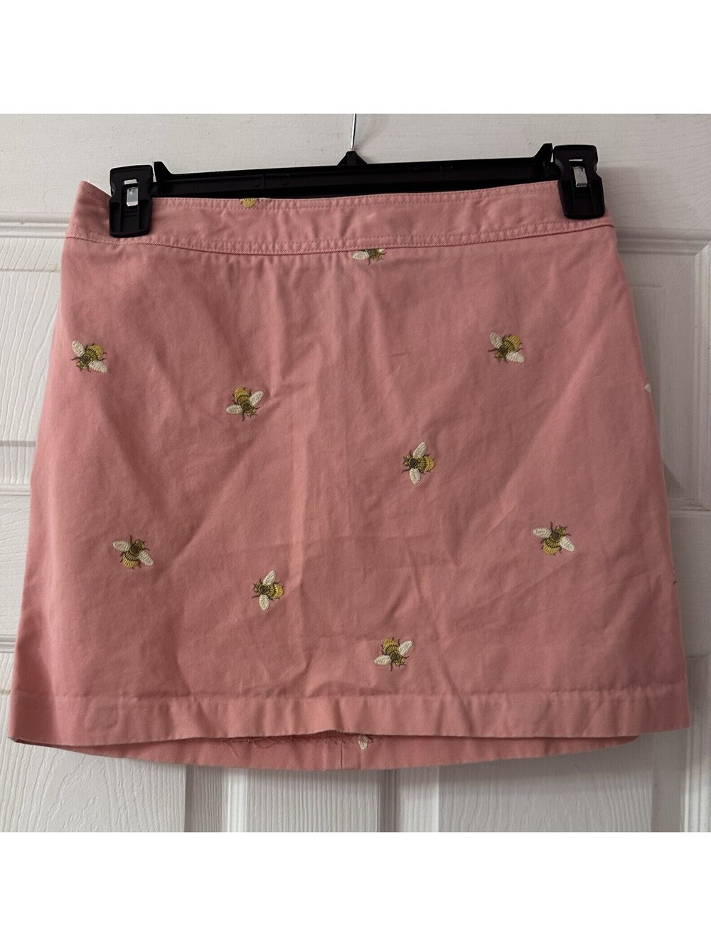 J.Crew Women’s Size 2 Pink Bee Embroidered Mini Skirt Y2K Preppy 100% Cotton